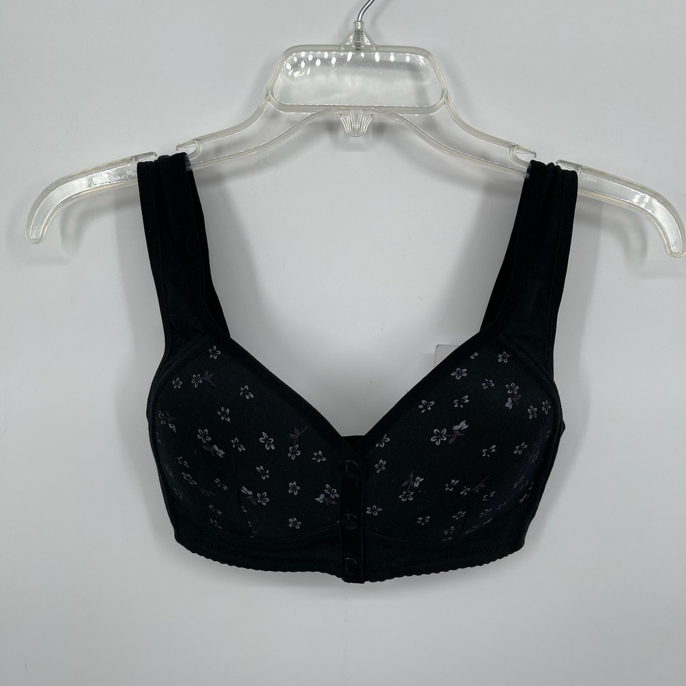 Daisy Bra Women's Black Floral Front Snap Wireless Bralette Size Small